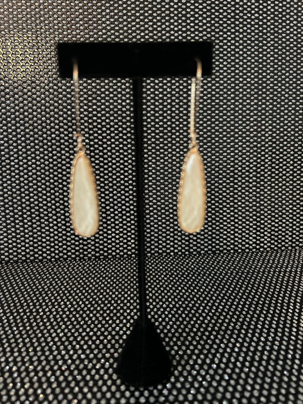 Elegant Gold and Cream Teardrop Dangle Earrings - Women Jewelry
